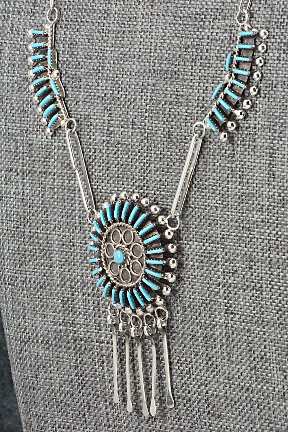 Turquoise & Sterling Silver Necklace and Earrings Set - Philander Gia