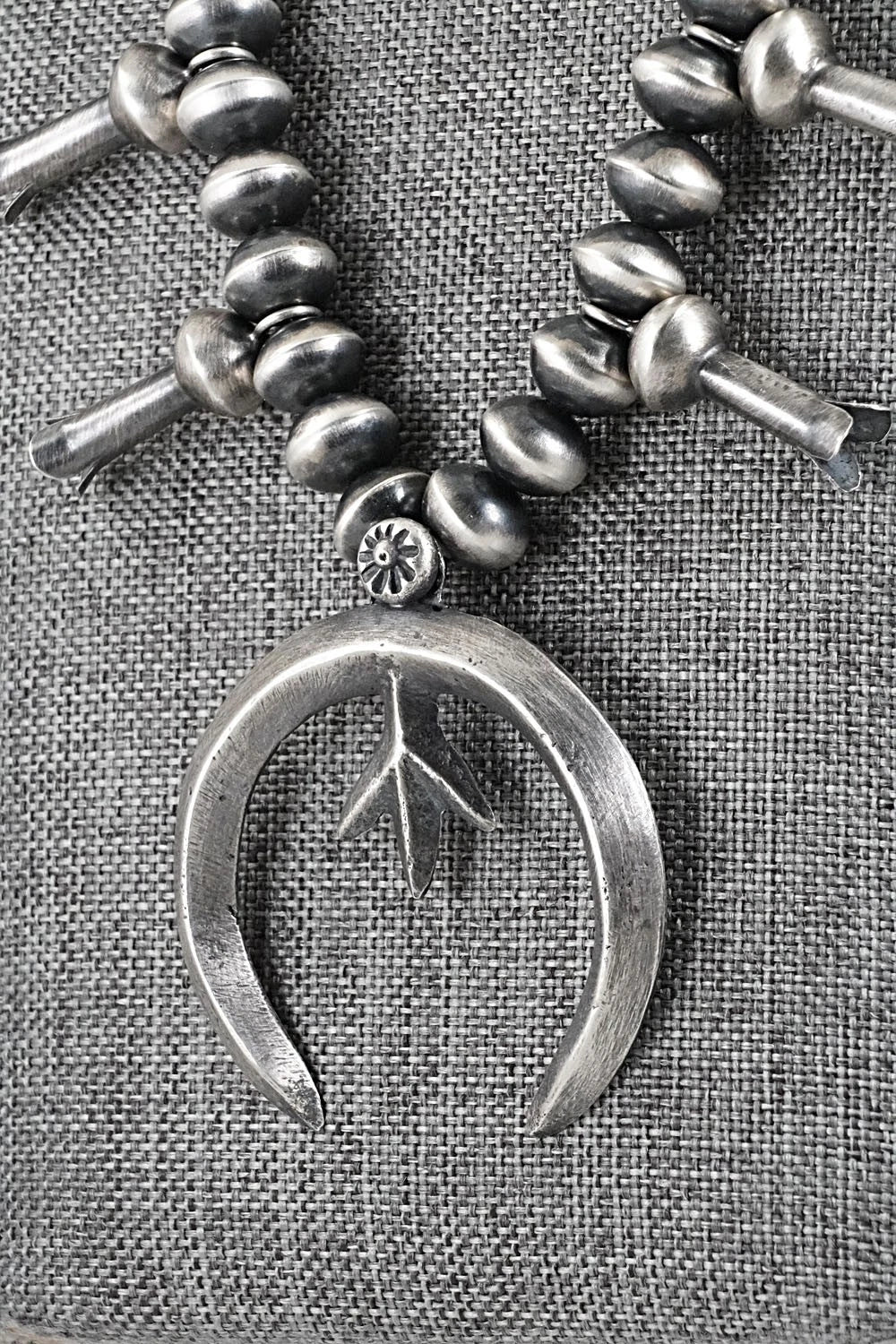 Sterling Silver Navajo Pearl Squash Blossom Necklace - Presley Haley