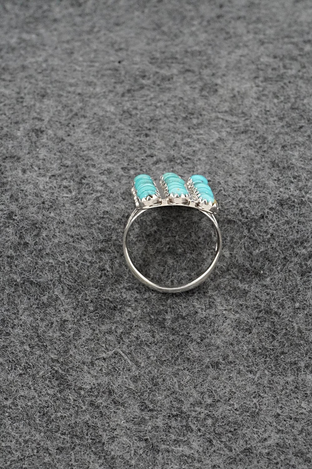 Turquoise & Sterling Silver Ring - Kenny Lonjose - Size 6.75
