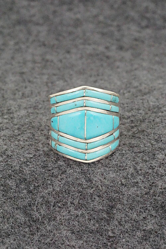 Turquoise & Sterling Silver Ring - Andrew Enrico - Size 7.5