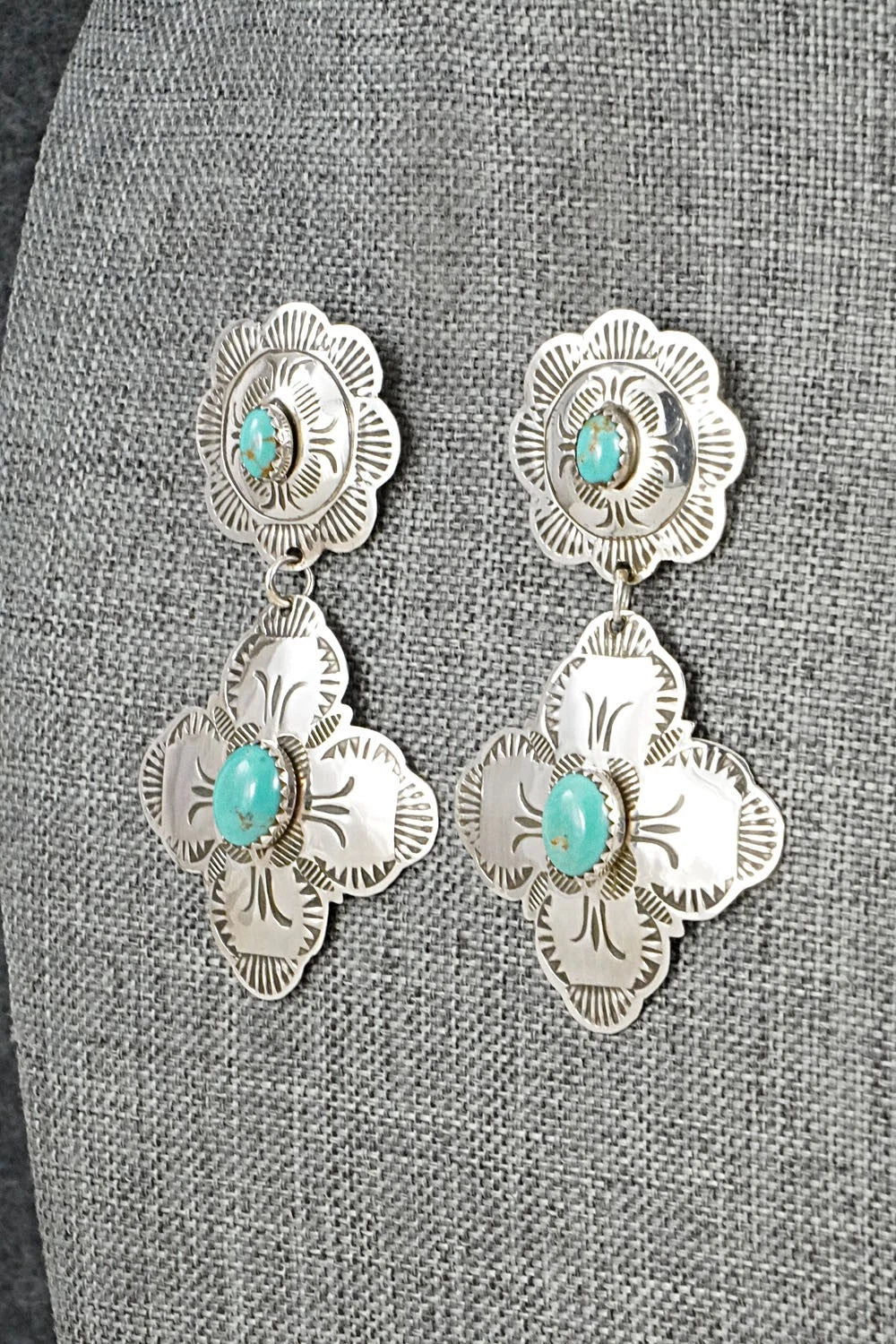 Turquoise & Sterling Silver Earrings - Bertha Begay