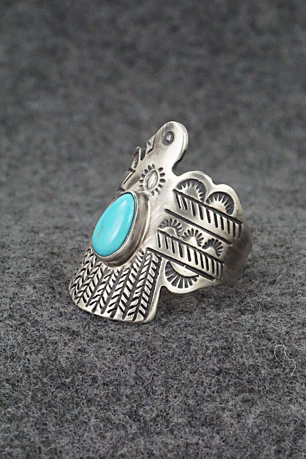 Turquoise and Sterling Silver Ring - Raymond Coriz - Size 11