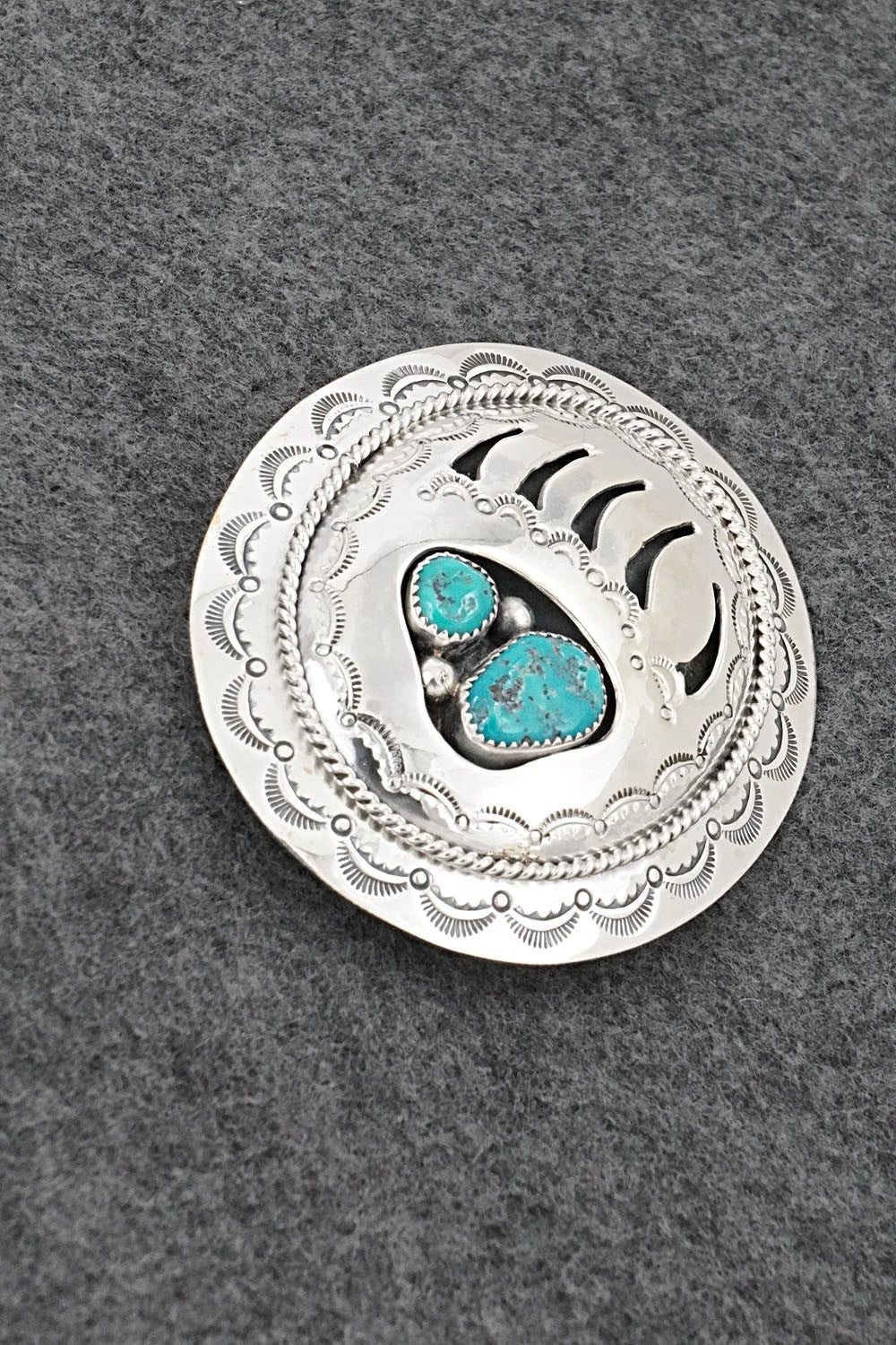 Turquoise & Sterling Silver Belt Buckle - Wilbert Muskett Sr.