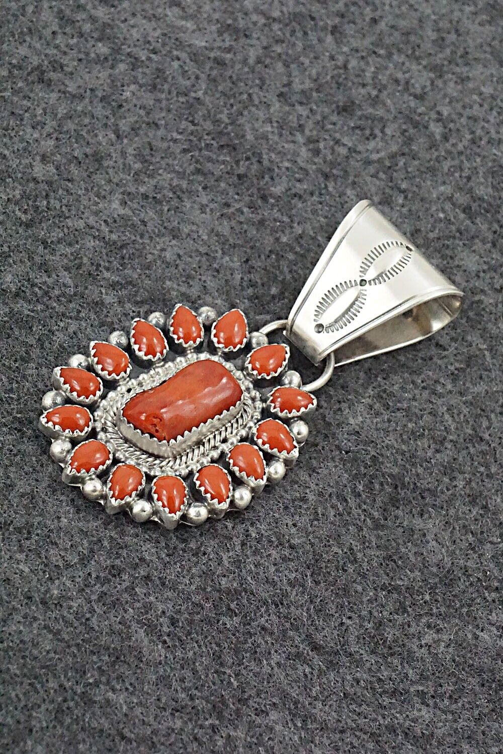 Coral & Sterling Silver Pendant - Tom Lewis – High Lonesome Trading