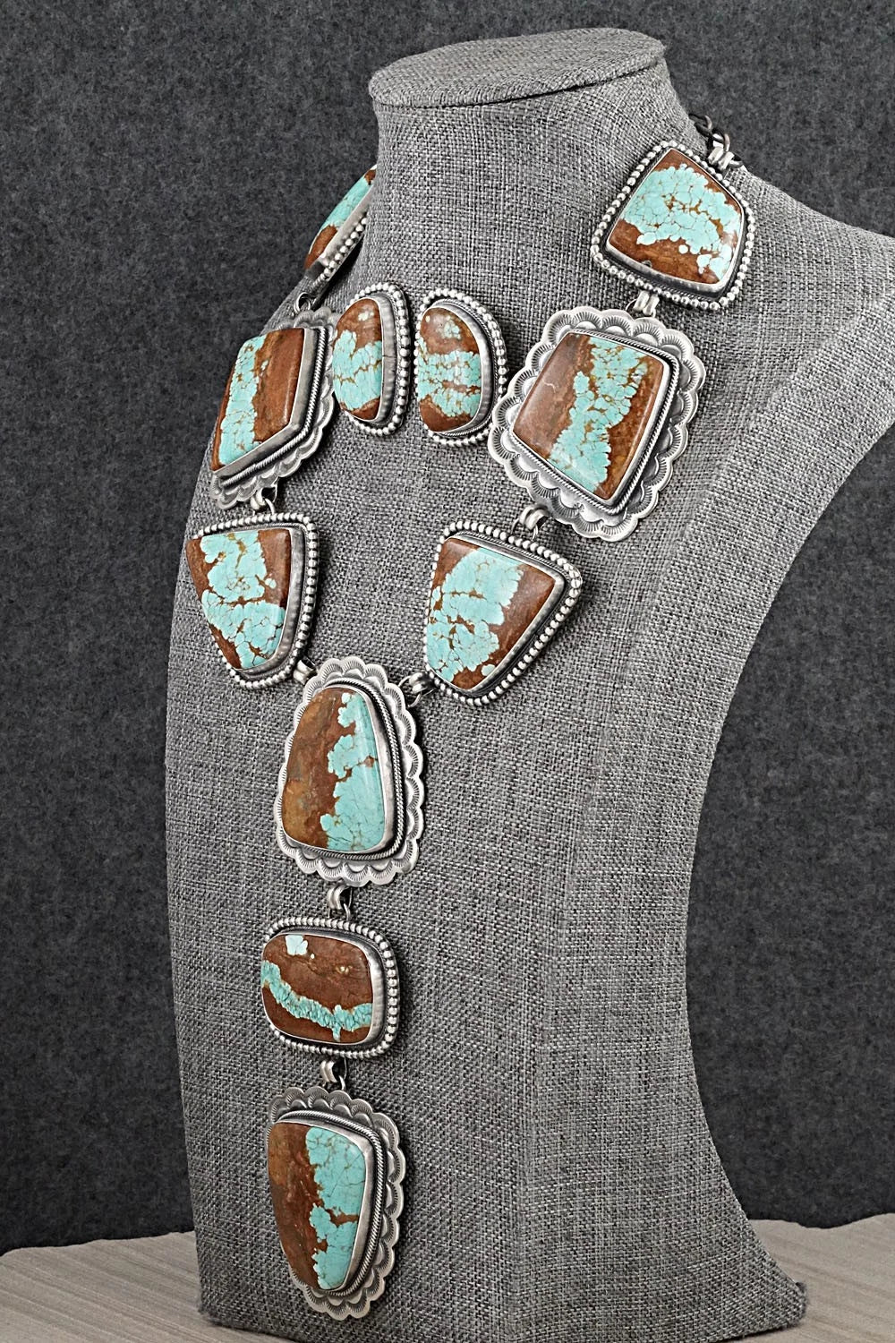 Turquoise & Sterling Silver Necklace and Earrings Set - Darrin Livingston