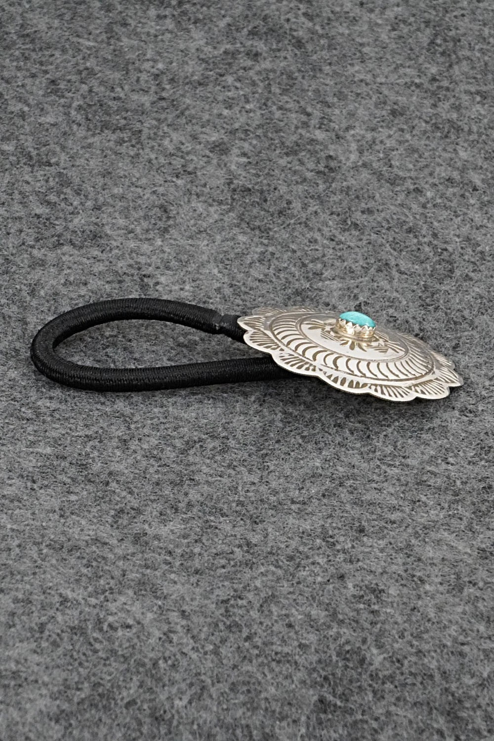 Turquoise & Sterling Silver Hair Tie - Bertha Begay