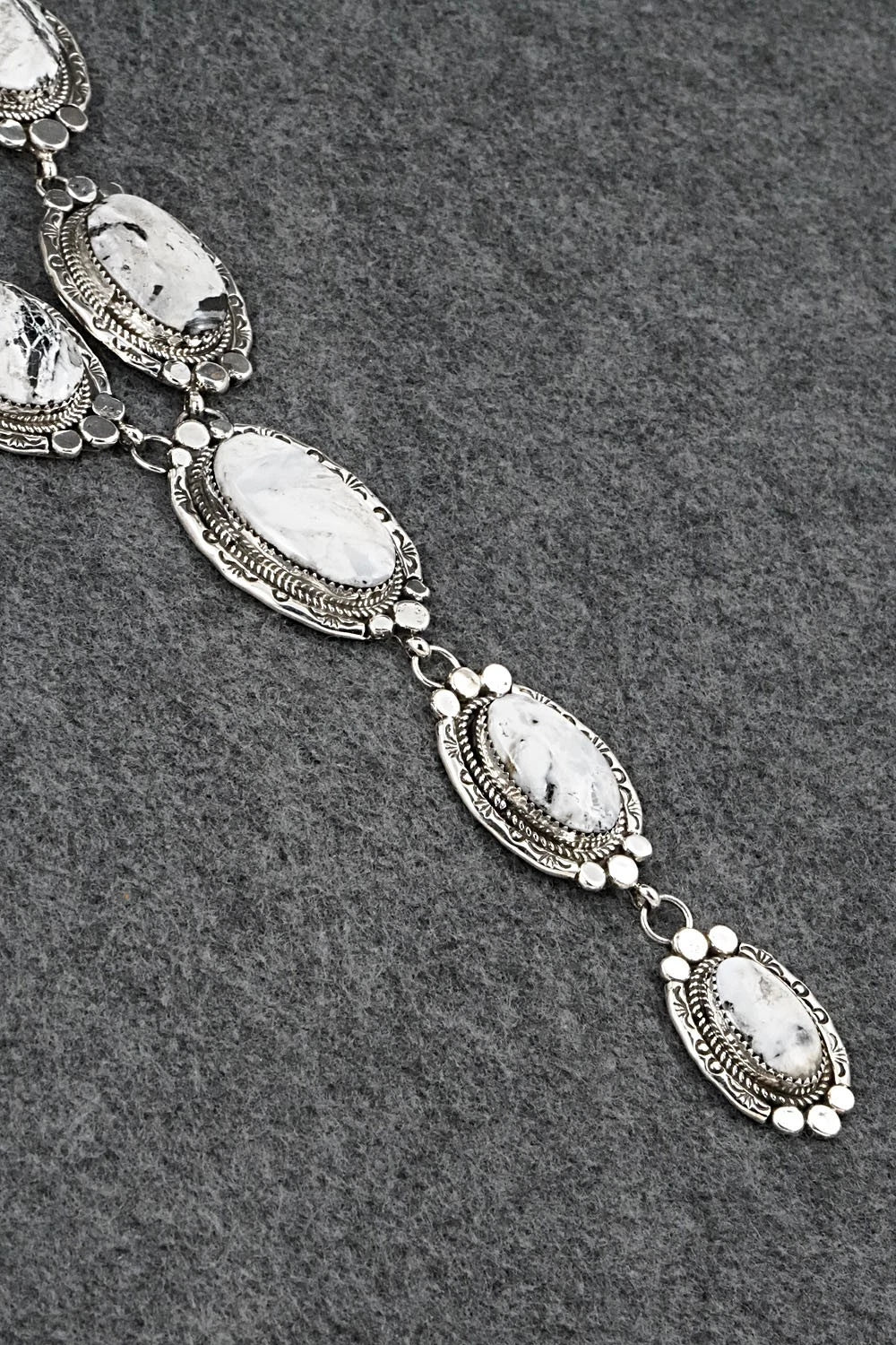 White Buffalo & Sterling Silver Necklace and Earrings Set - Phil Nez