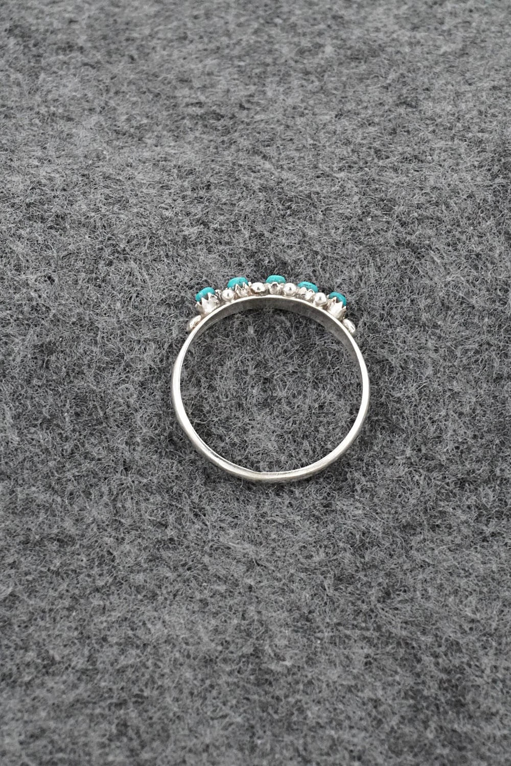 Turquoise & Sterling Silver Ring - April Haloo - Size 8.5