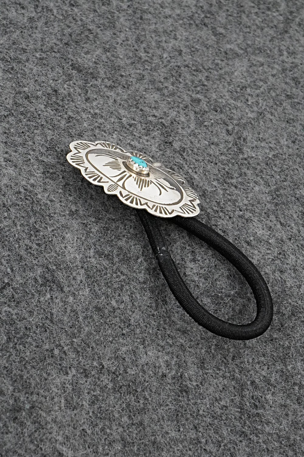 Turquoise & Sterling Silver Hair Tie - Bertha Begay