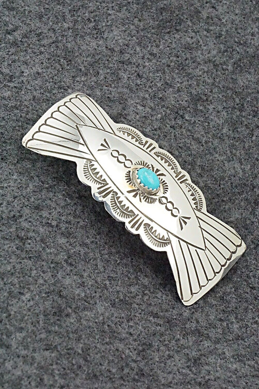 Turquoise & Sterling Silver Hair Barrette - Arlene Soce