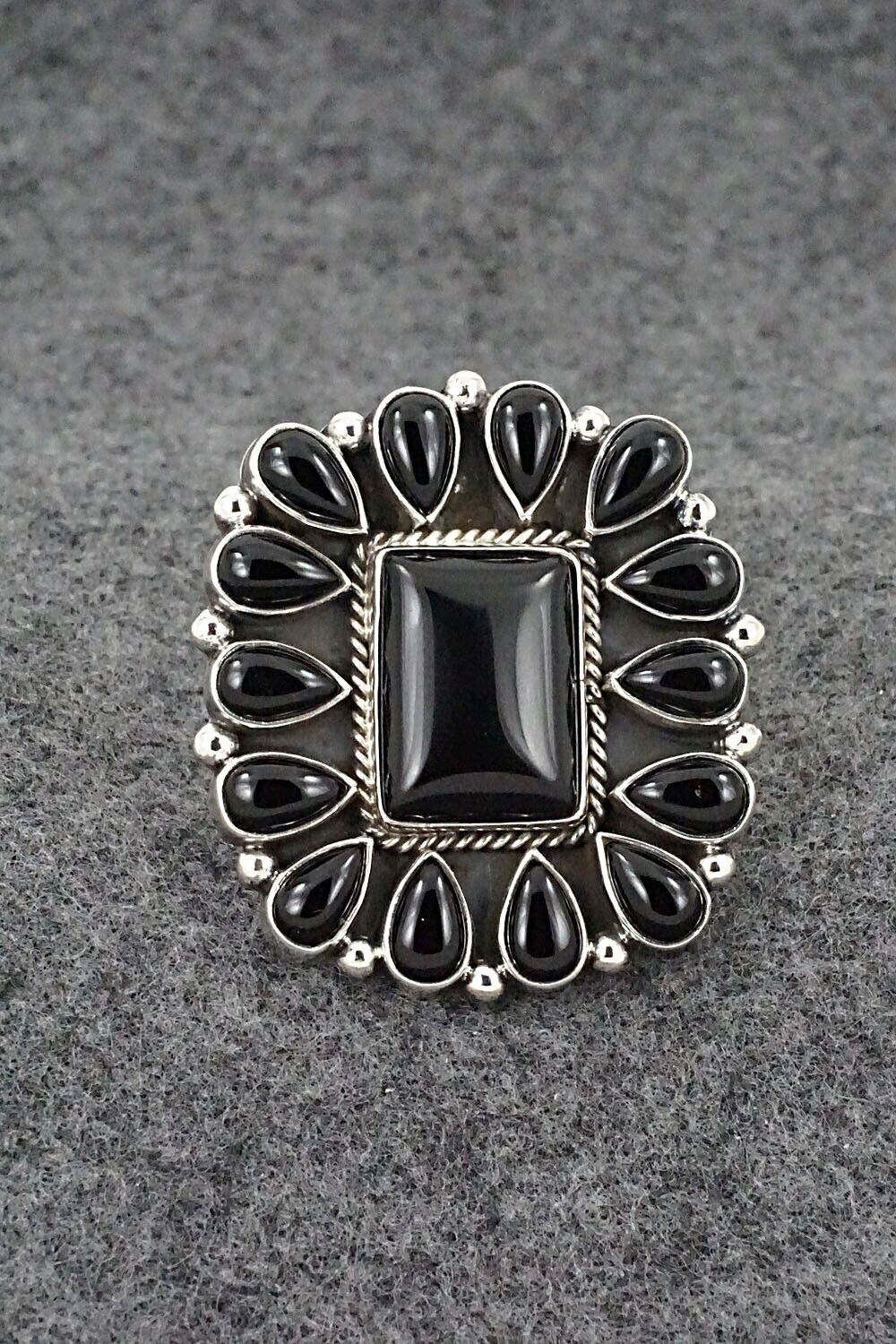 Onyx & Sterling Silver Ring - Verley Betone - Size 7.5
