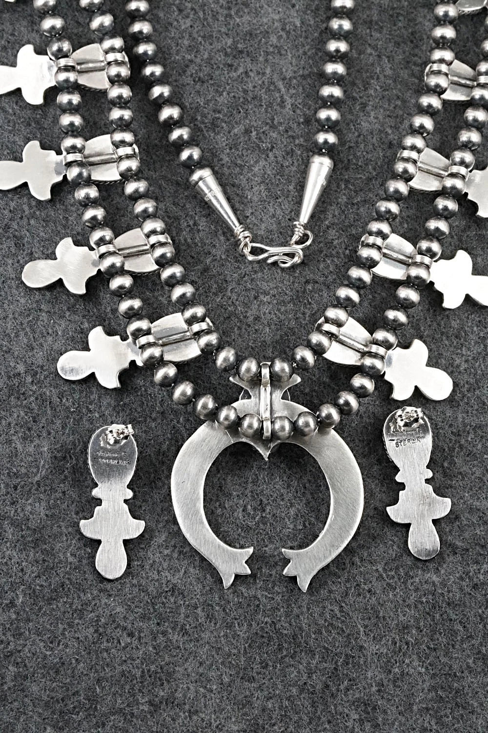 Turquoise & Sterling Silver Squash Blossom Set - Adrienne Gordon
