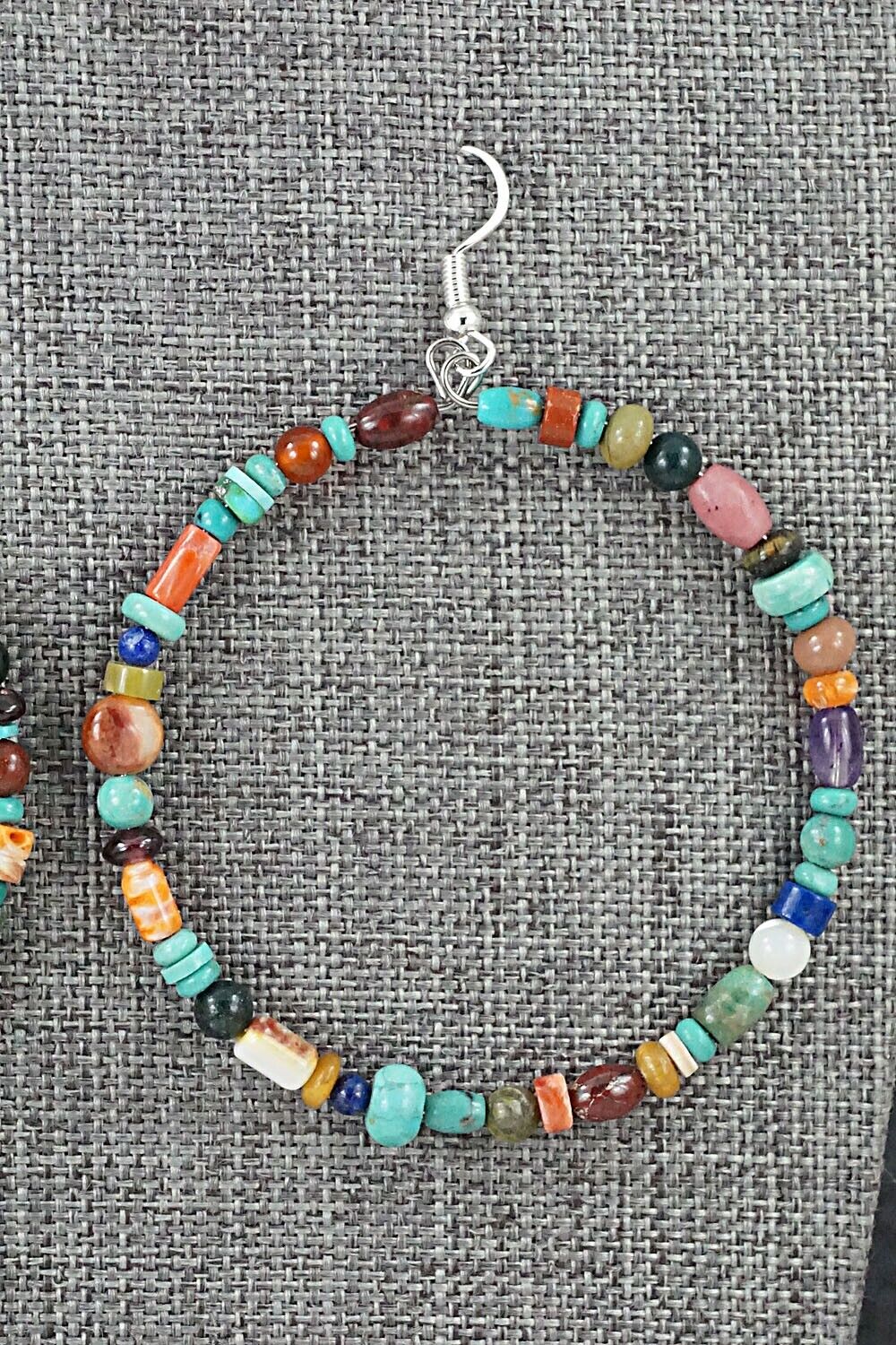 Multi-Stone & Sterling Silver Earrings - Helen Tsosie