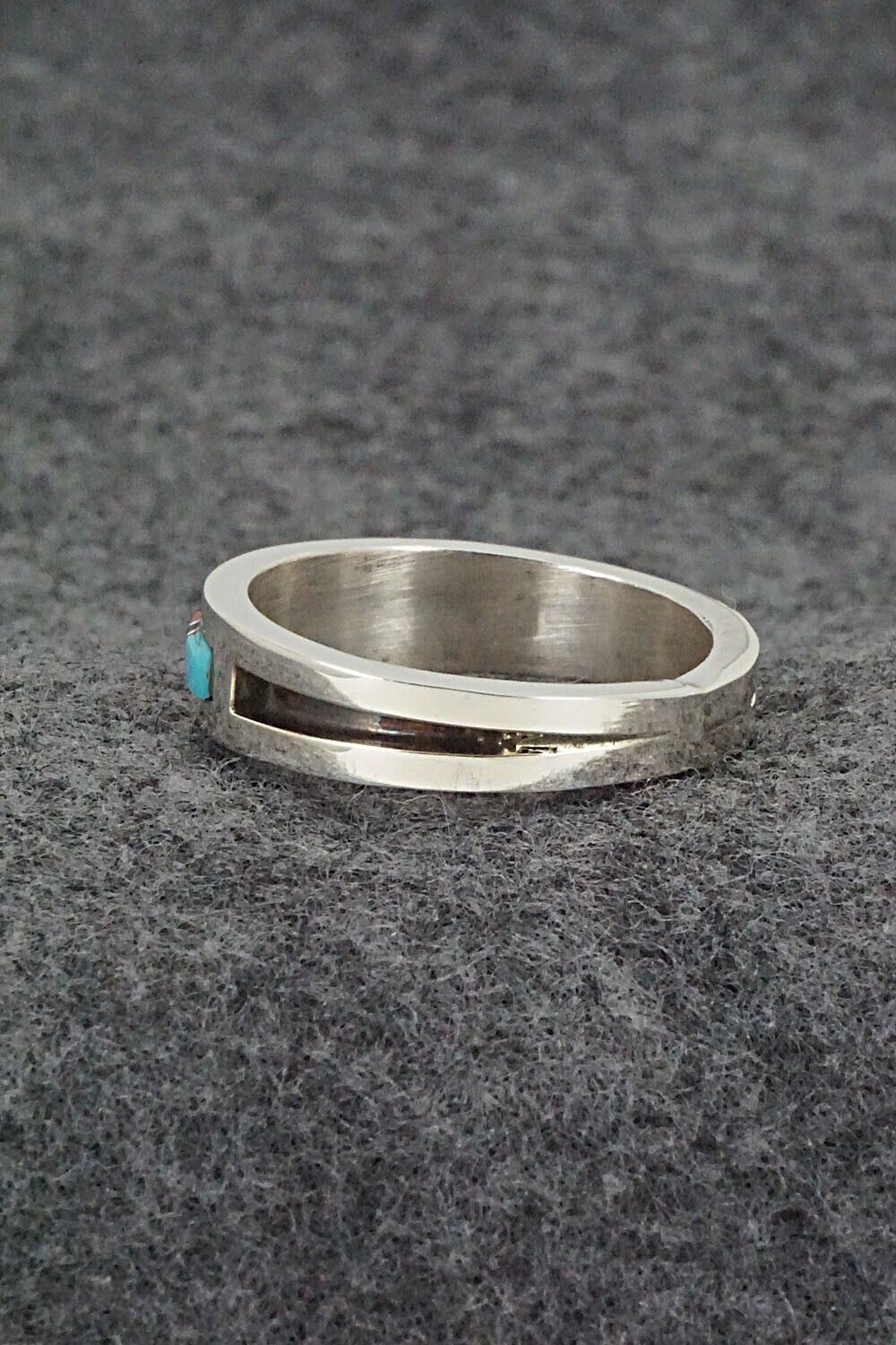 Turquoise, Coral, Onyx & Sterling Silver Ring - Wilbert Muskett Jr. - Size 12