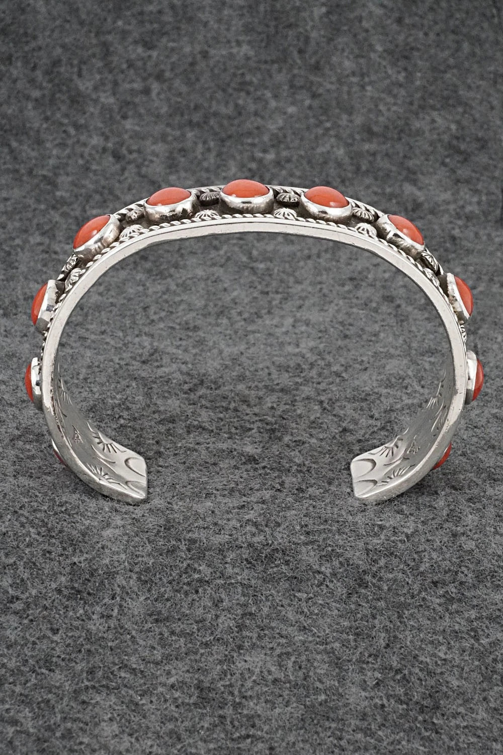 Coral & Sterling Silver Bracelet - Adrian Yazzie