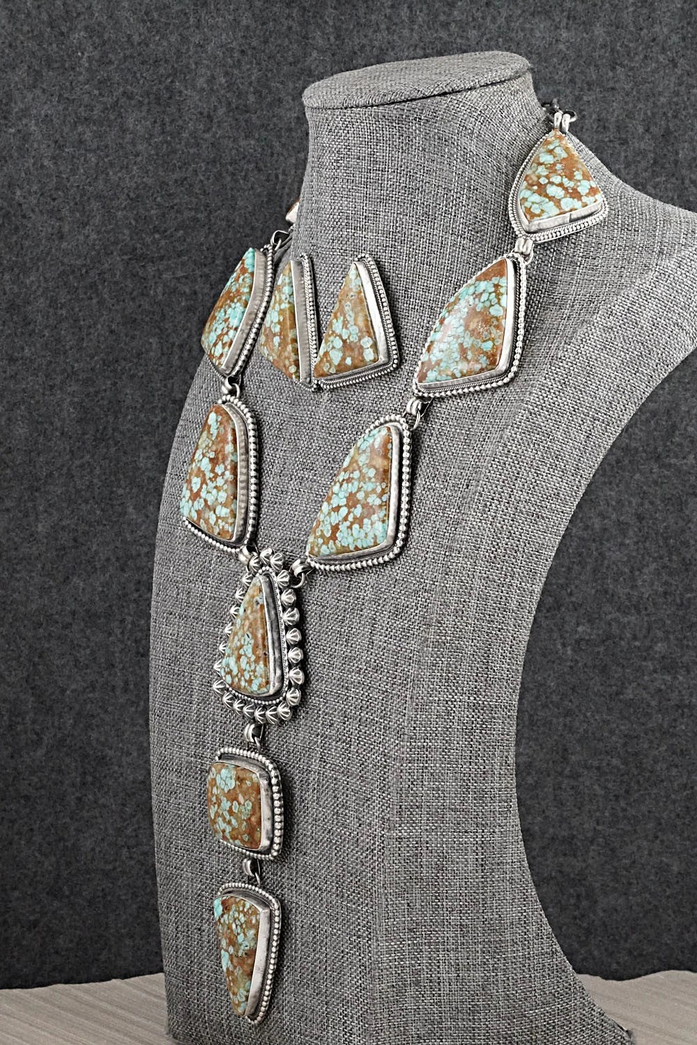 Turquoise & Sterling Silver Necklace and Earrings Set - Darrin Livingston