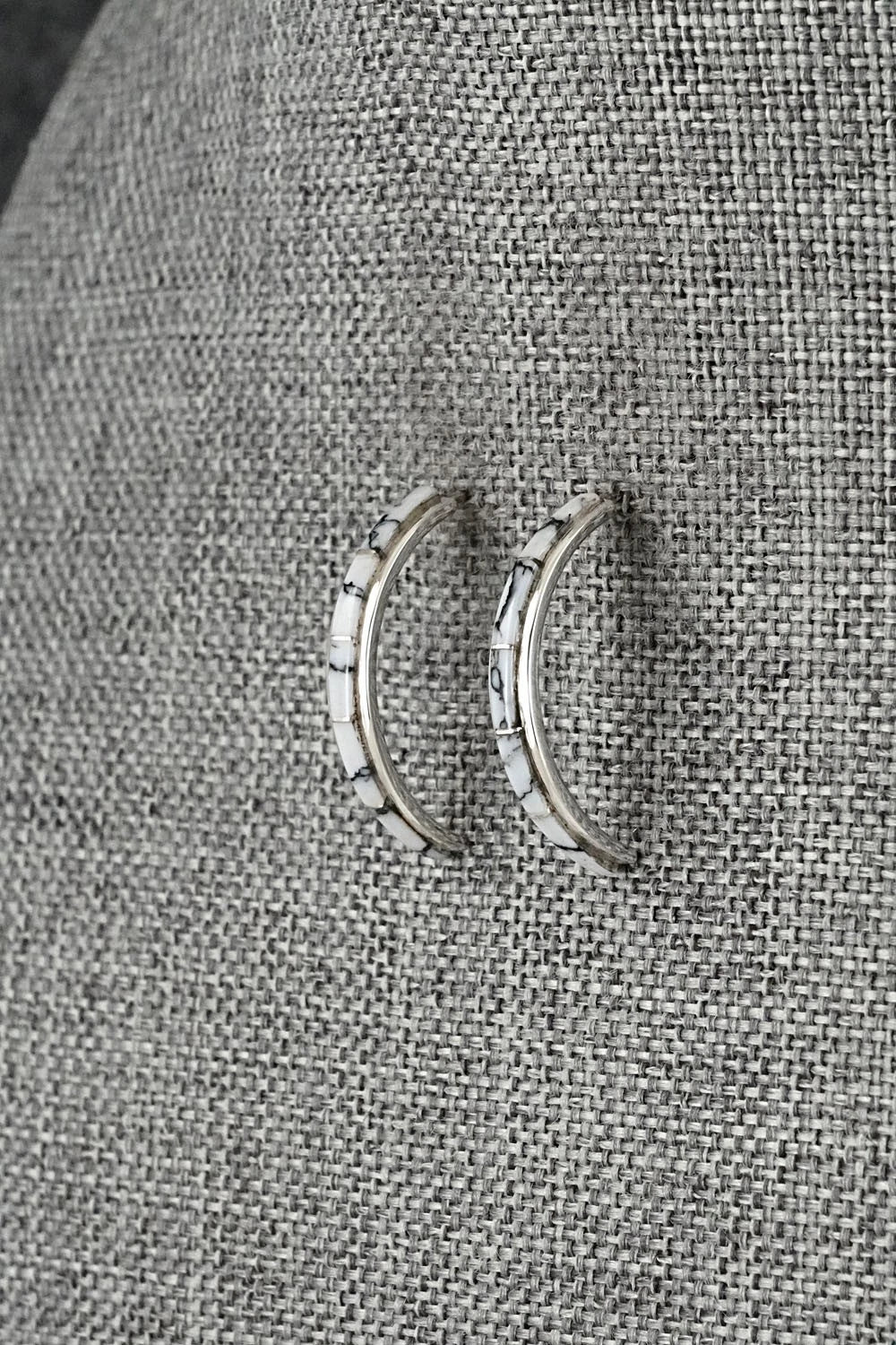 White Buffalo & Sterling Silver Earrings - Nathaniel Johnson