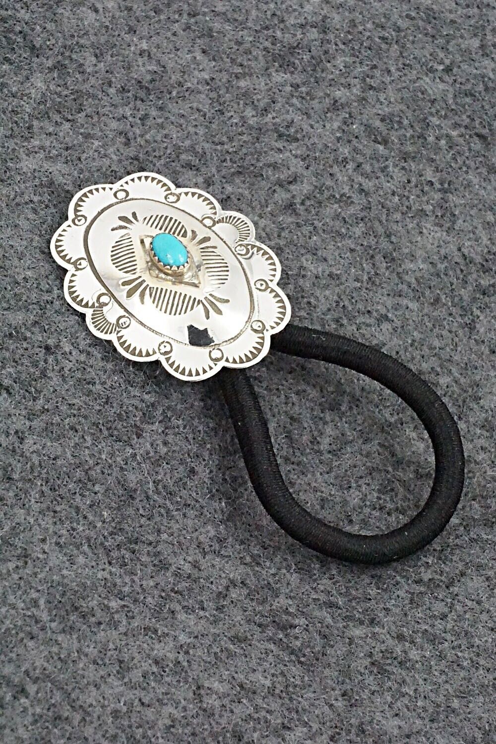 Turquoise & Sterling Silver Hair Tie - Bertha Begay