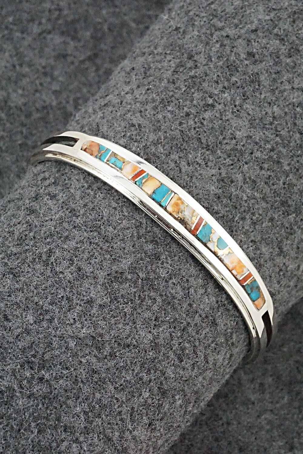 Multi-Stone & Sterling Silver Inlay Bracelet - Wilbert Muskett Jr.