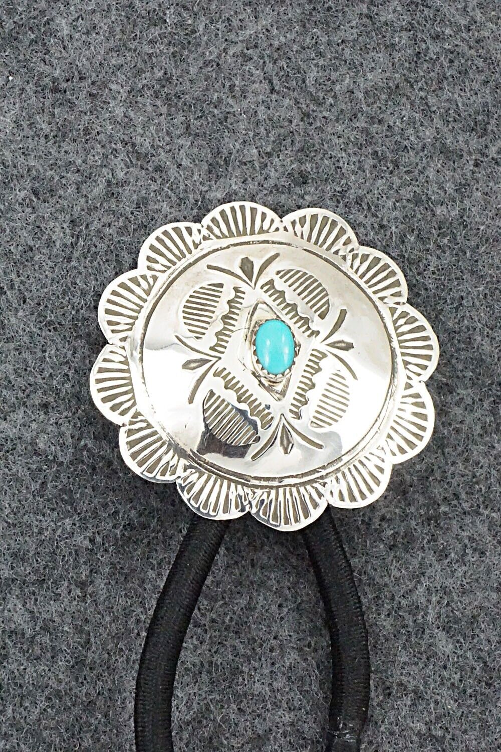 Turquoise & Sterling Silver Hair Tie - Bertha Begay