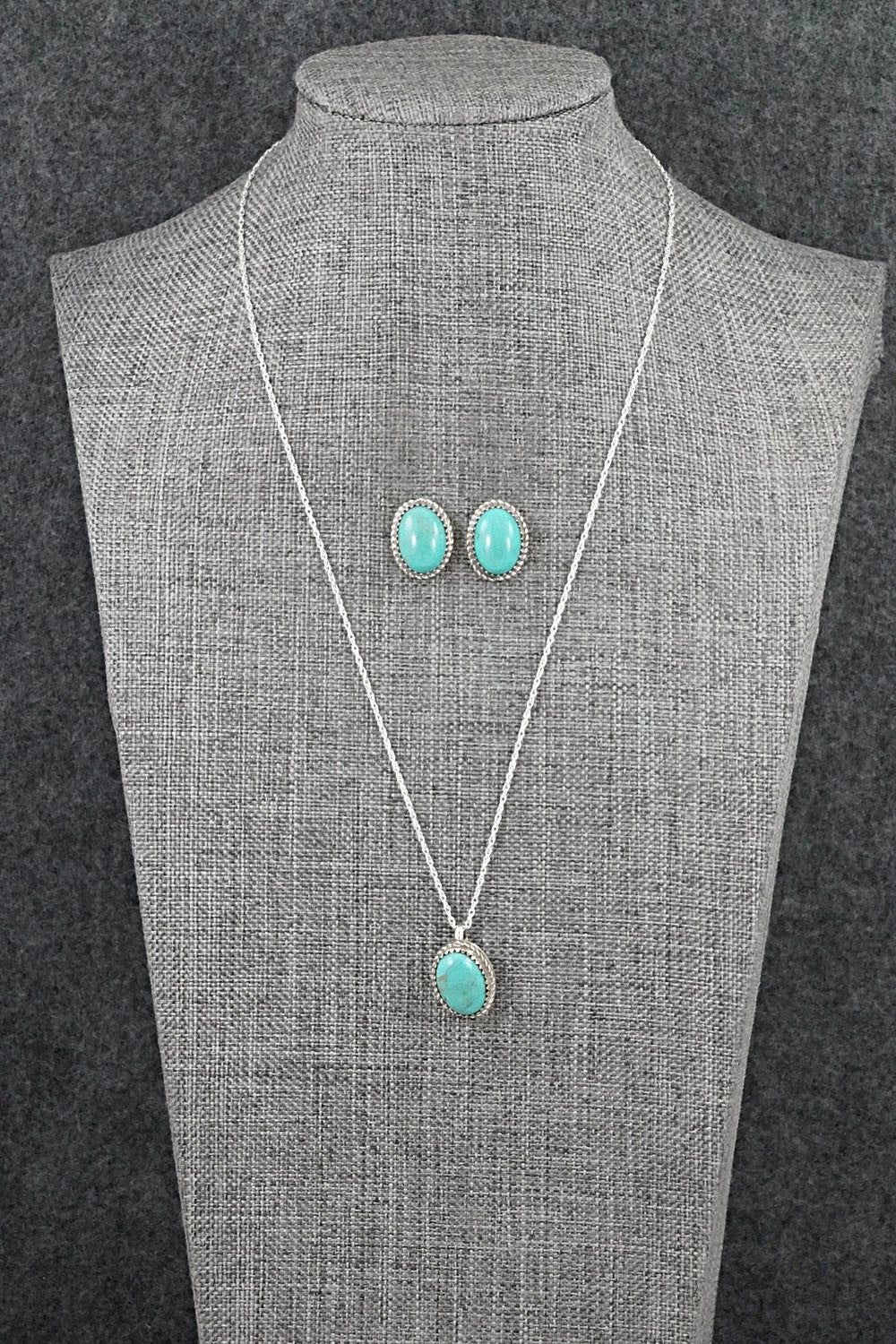 Turquoise & Sterling Silver Necklace Set - Murray Hannaweeka