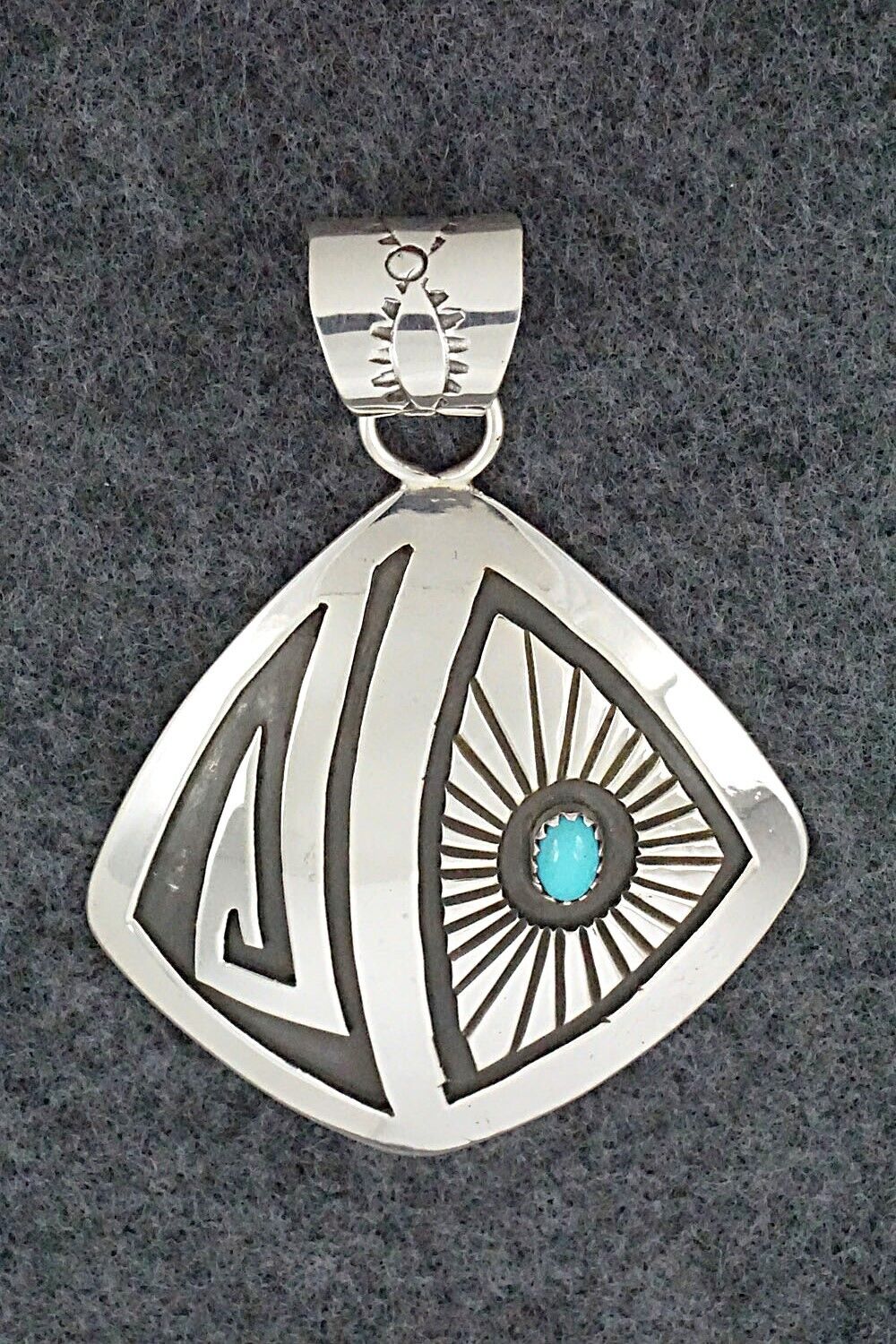 Turquoise and Sterling Silver Pendant - Rosco Scott