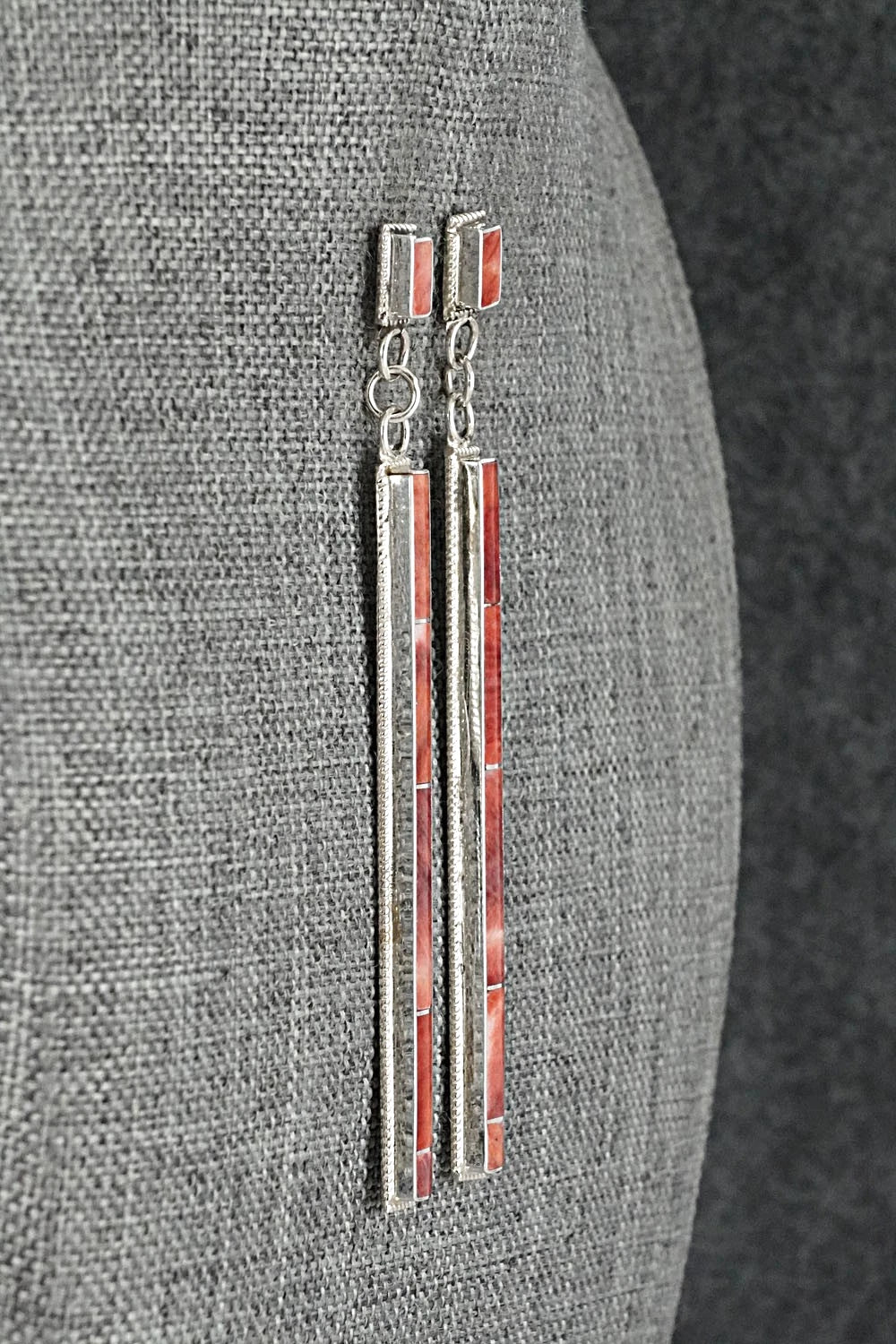 Spiny Oyster & Sterling Silver Earrings - Ricky Booqua