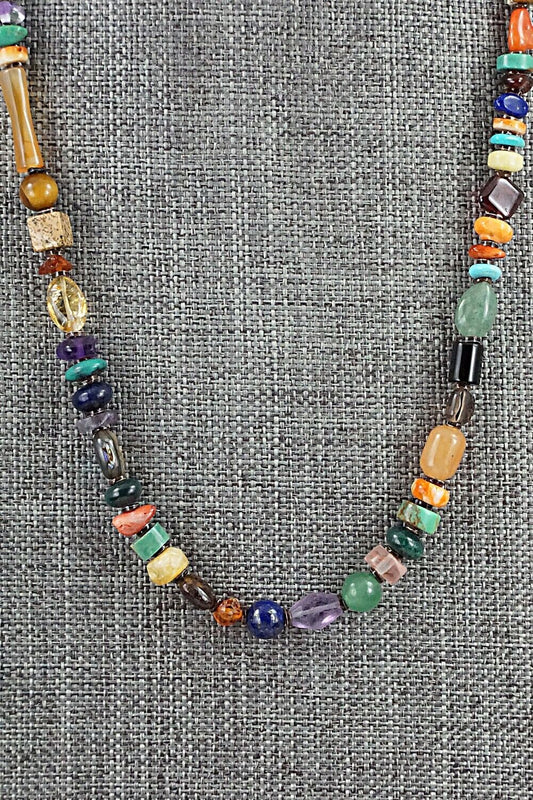 Multi Stone and Sterling Silver Necklace - Marcella Teller