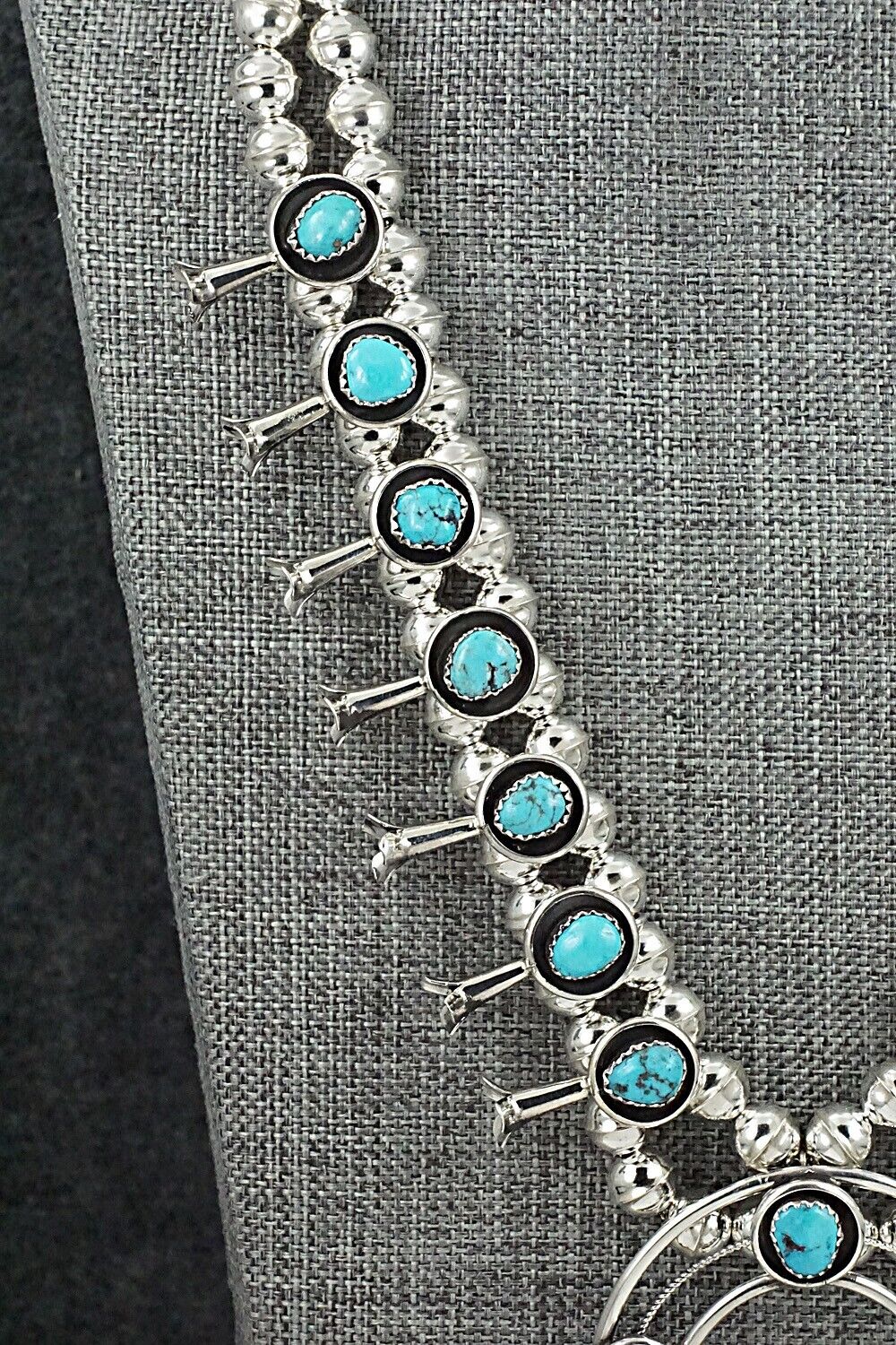 Turquoise & Sterling Silver Squash Blossom Set - Phil Garcia