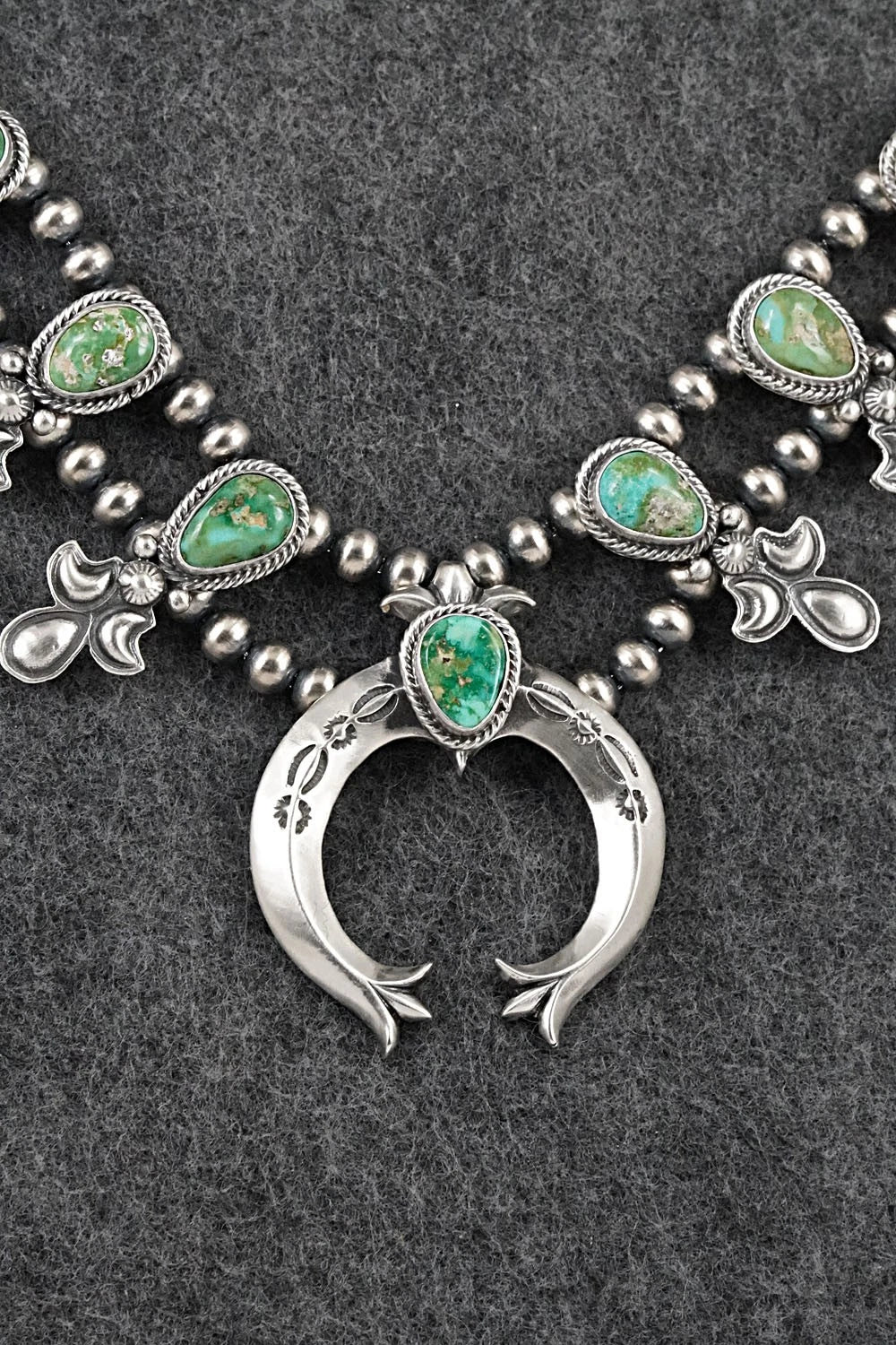 Turquoise & Sterling Silver Squash Blossom Set - Adrienne Gordon