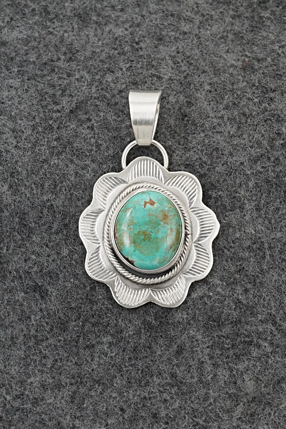 Turquoise & Sterling Silver Pendant - Cordell Platero