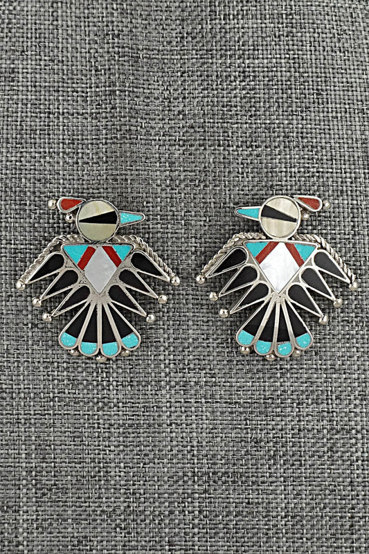 Multi-Stone Inlay & Sterling Silver Earrings - Adrian Wallace