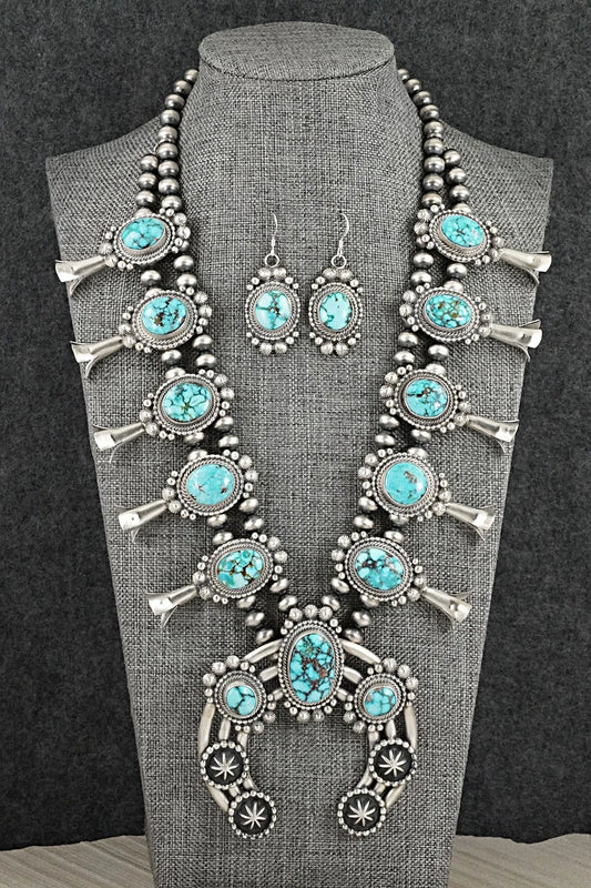 Turquoise & Sterling Silver Squash Blossom Set - Tom Lewis