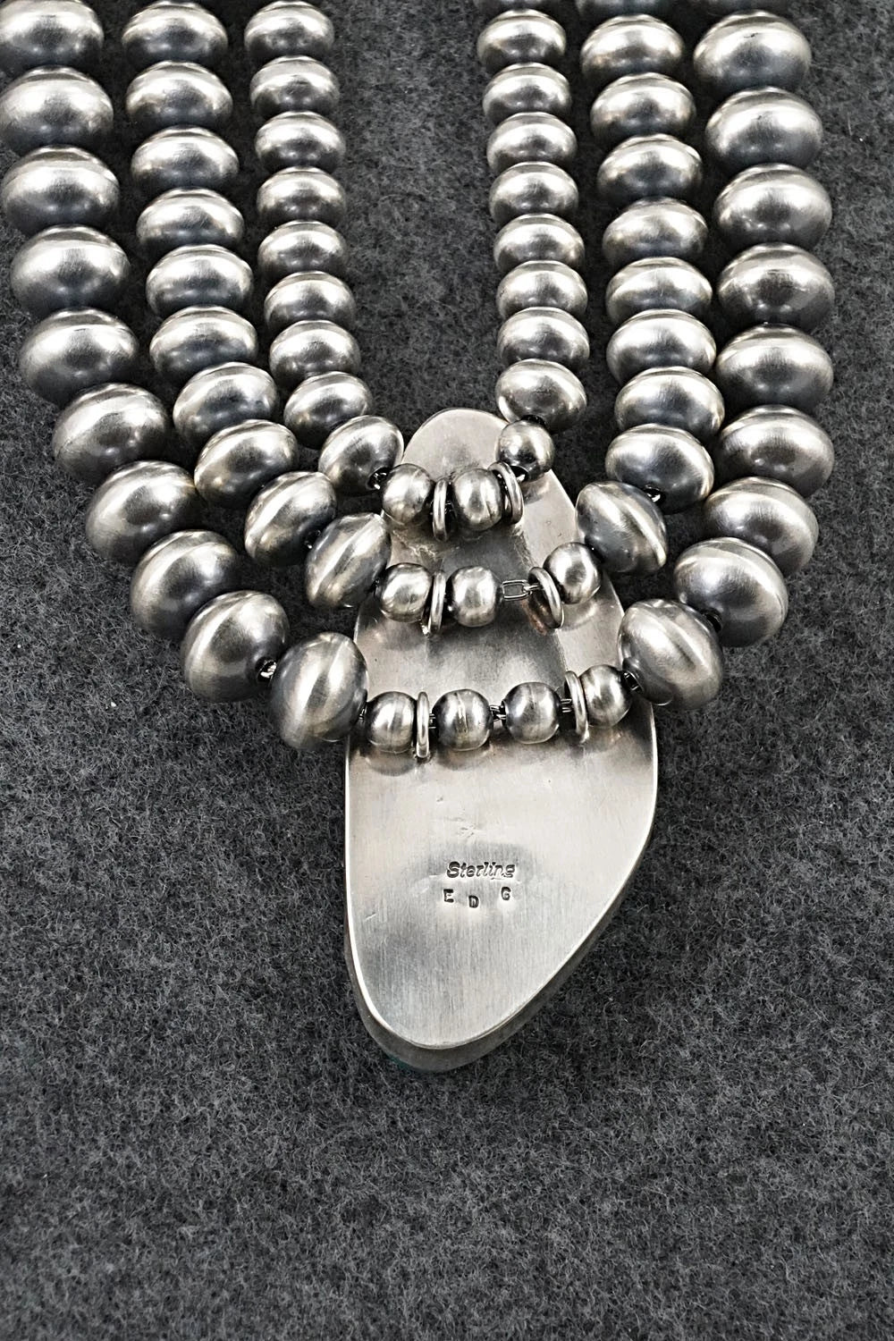 Turquoise & Sterling Silver Navajo Pearl Necklace - Gruber & Halwood