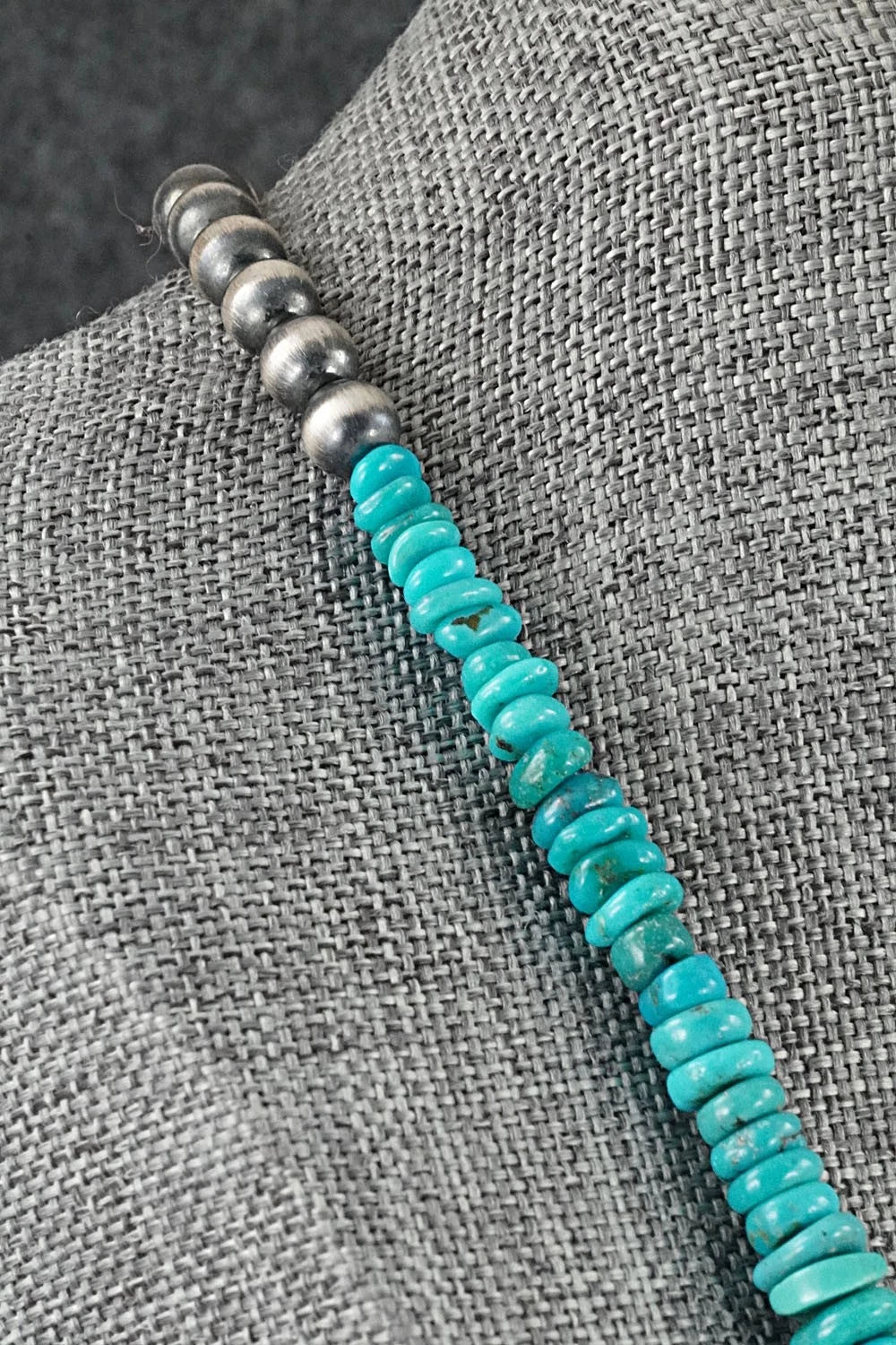 Turquoise & Sterling Silver Necklace 22" - Doreen Jake