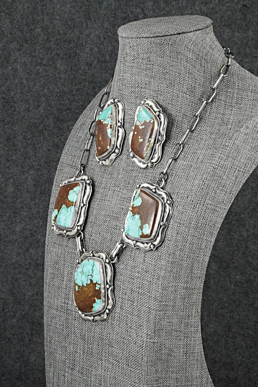 Turquoise & Sterling Silver Necklace and Earrings Set - Randy Boyd