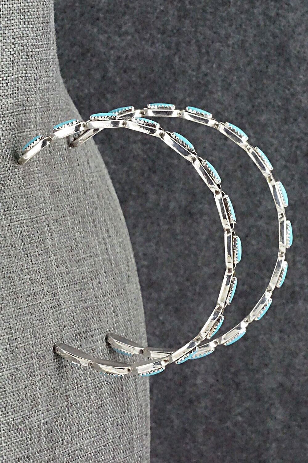 Turquoise & Sterling Silver Hoop Earrings - Francine Peyketewa
