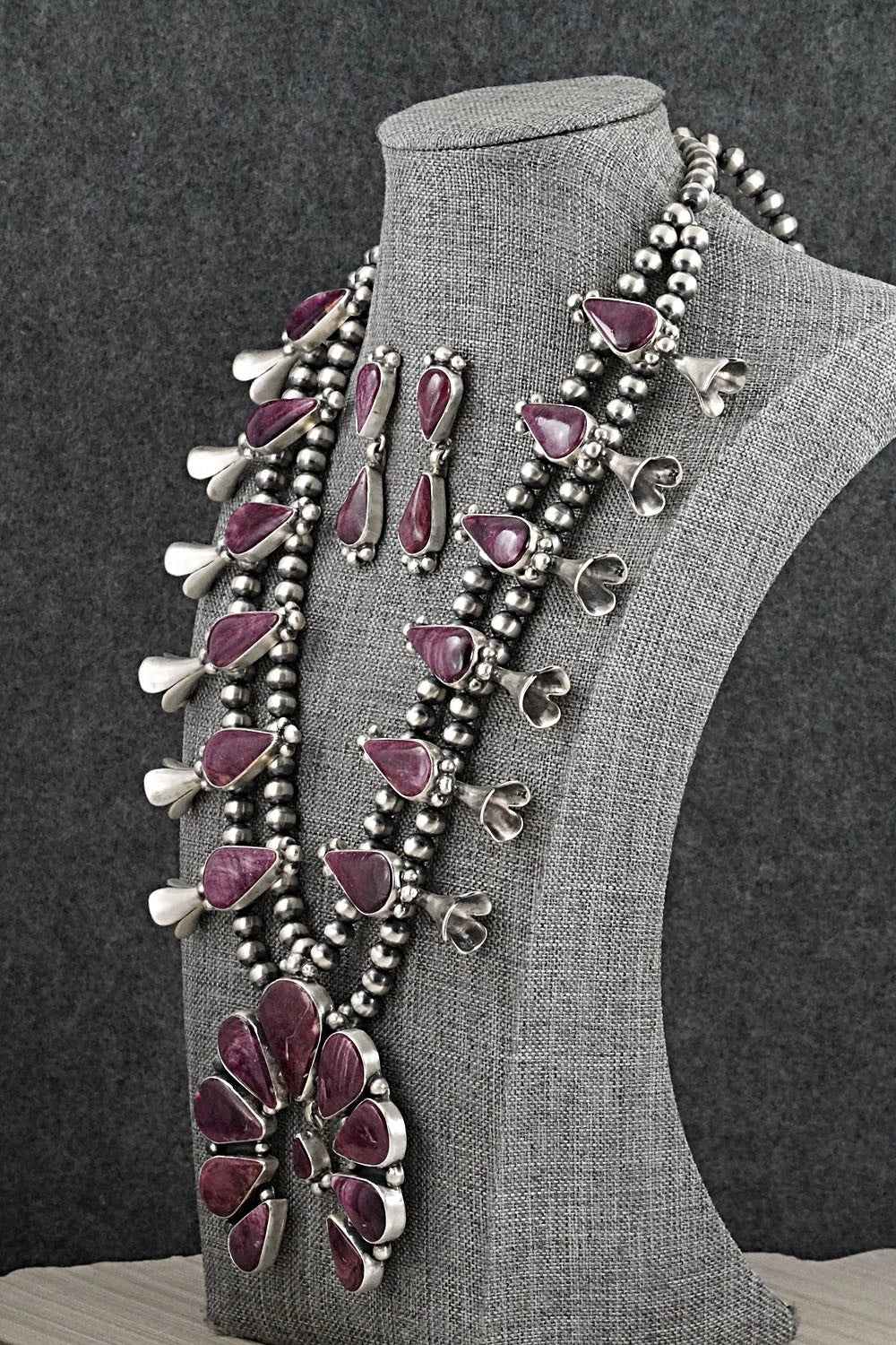 Spiny Oyster & Sterling Silver Squash Blossom Set - Darrin Livingston