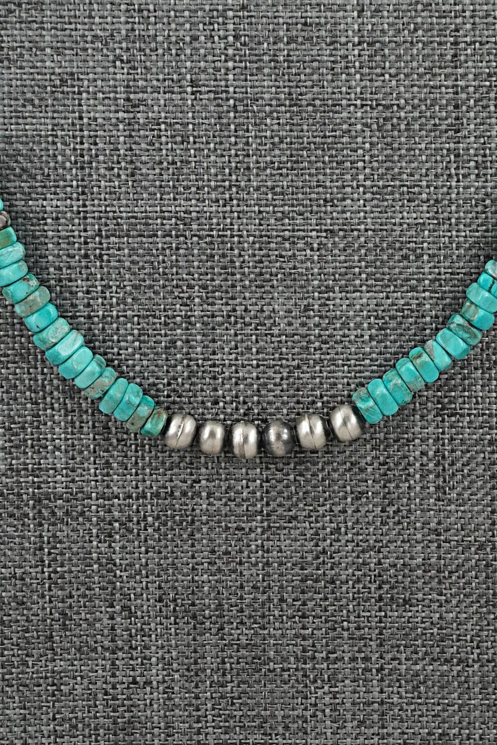 Turquoise & Sterling Silver Necklace 20" - Doreen Jake