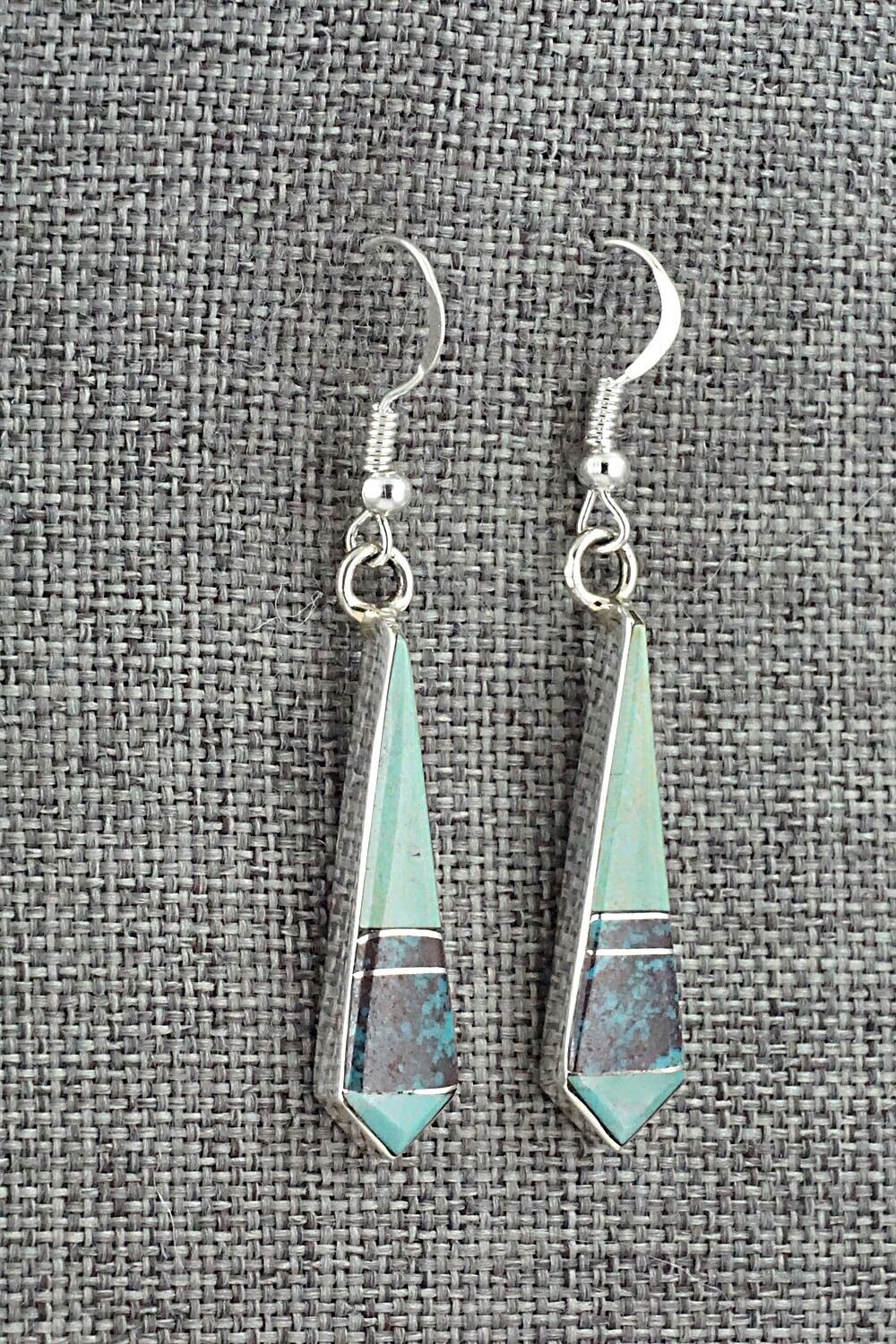 Turquoise & Sterling Silver Inlay Earrings - Marilyn Yazzie