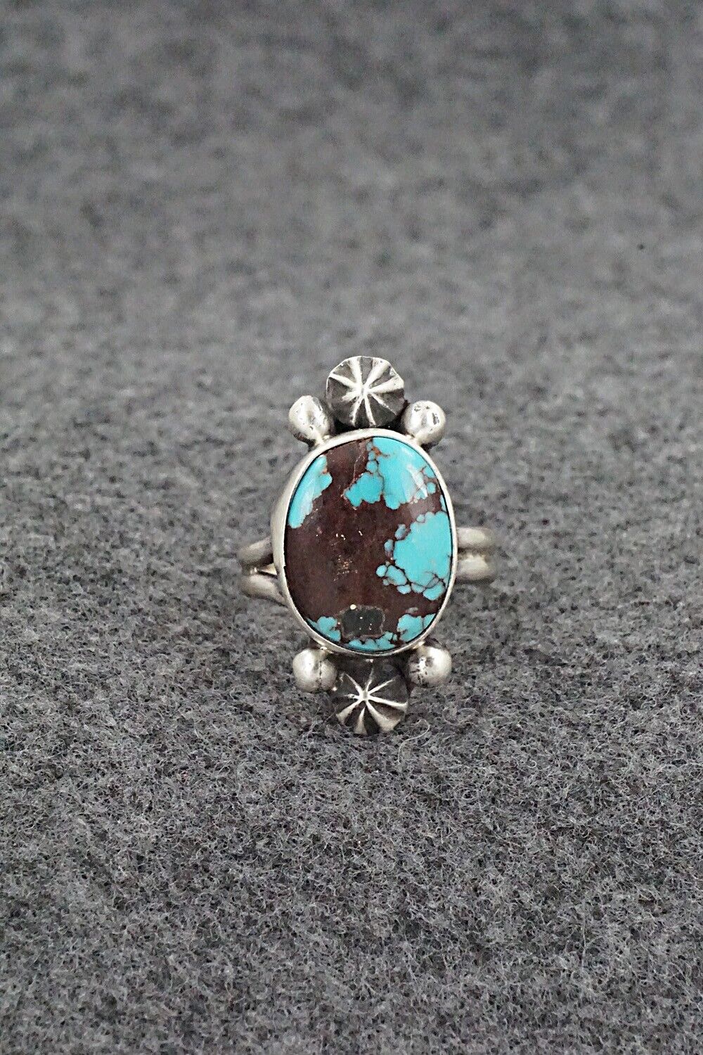 Turquoise & Sterling Silver Ring - Darrin Livingston - Size 7 Adj.