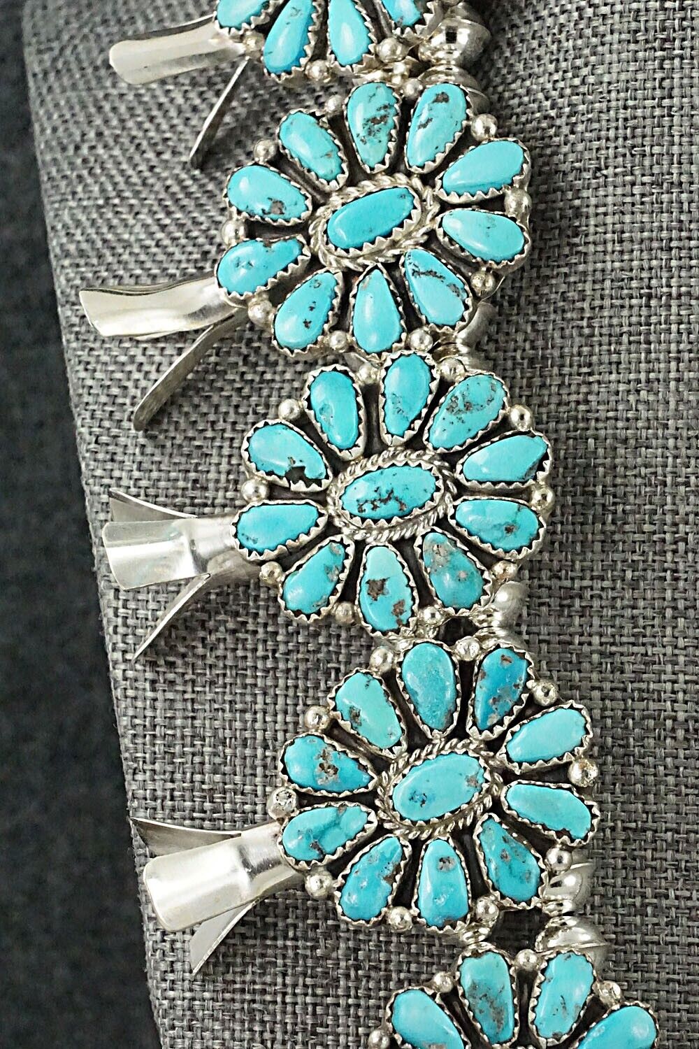 Turquoise & Sterling Silver Squash Blossom Set - Justina Wilson