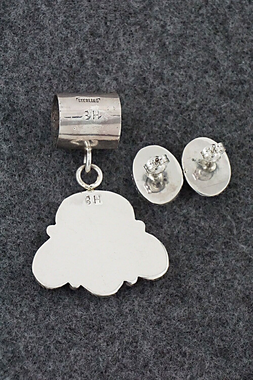 Turquoise & Sterling Silver Pendant and Earrings Set - Ernest Hawthorne