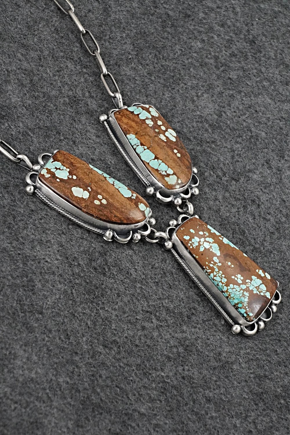 Turquoise & Sterling Silver Necklace and Earrings Set - Bobby Johnson