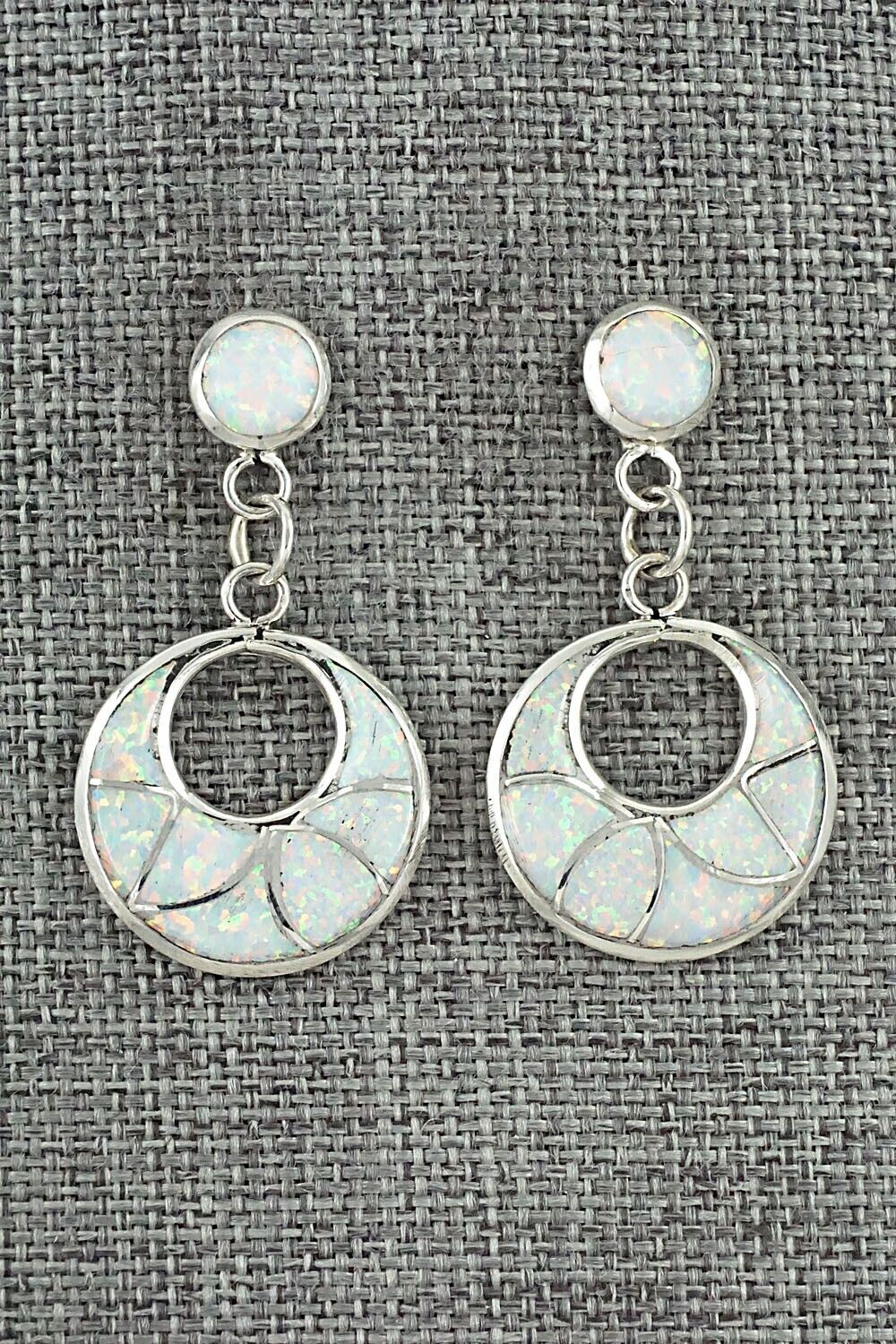 Opalite & Sterling Silver Inlay Earrings - Delorna Lahi