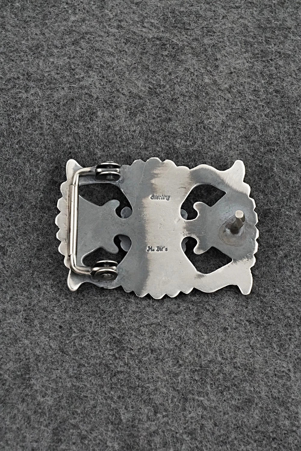 Turquoise & Sterling Silver Belt Buckle - Harrison Bitsue