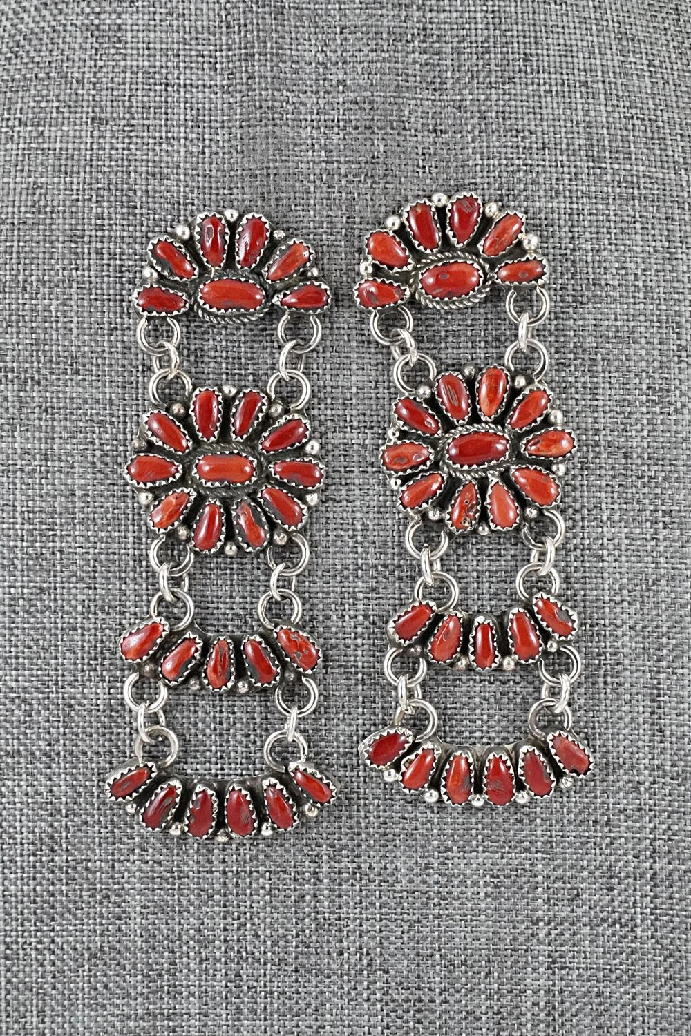Coral & Sterling Silver Earrings - Justina Wilson