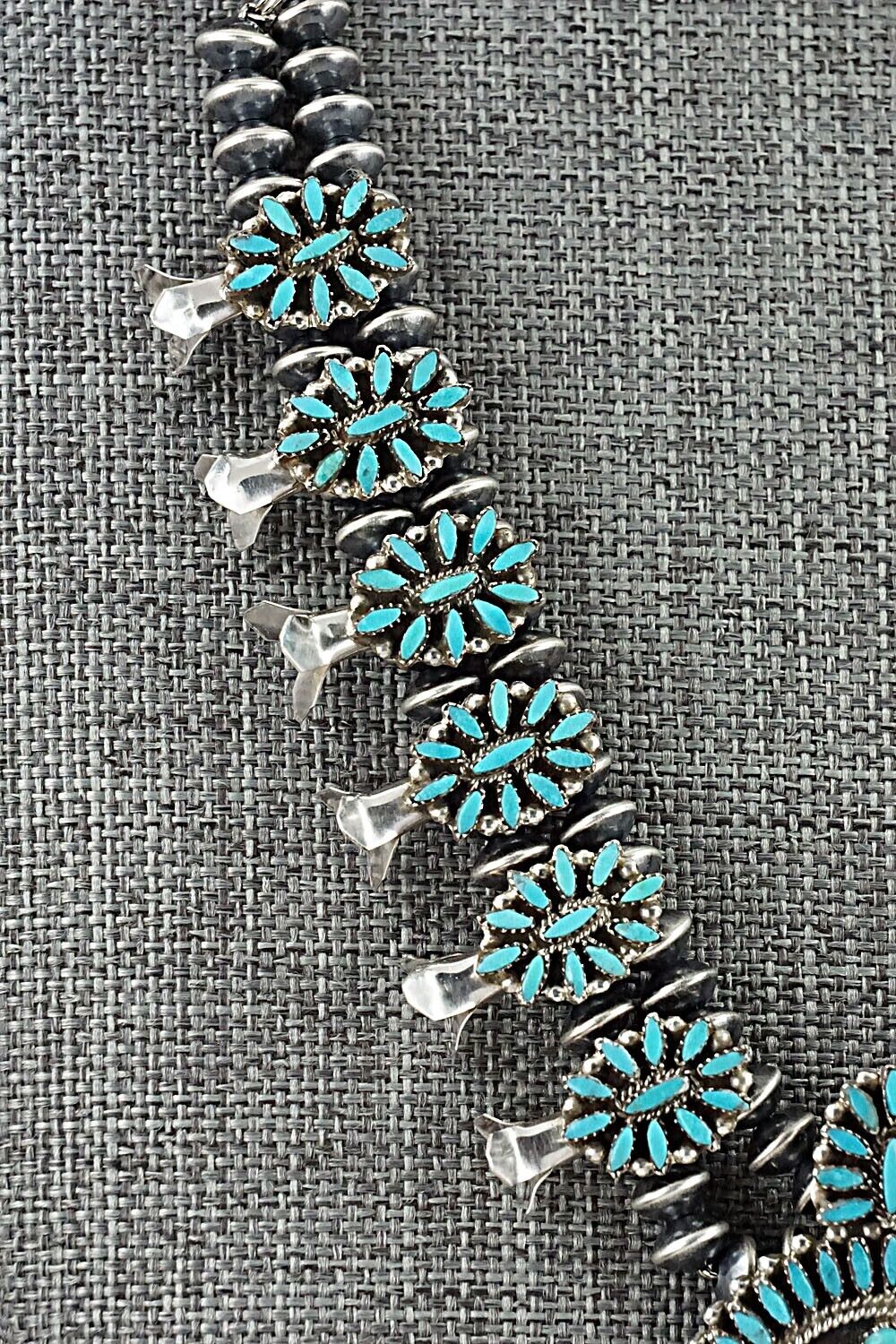 Turquoise & Sterling Silver Mini Squash Blossom Set - Lorna Peina