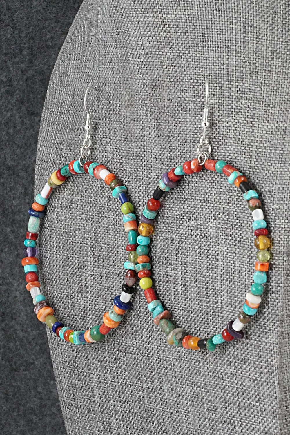 Multi-Stone & Sterling Silver Earrings - Helen Tsosie