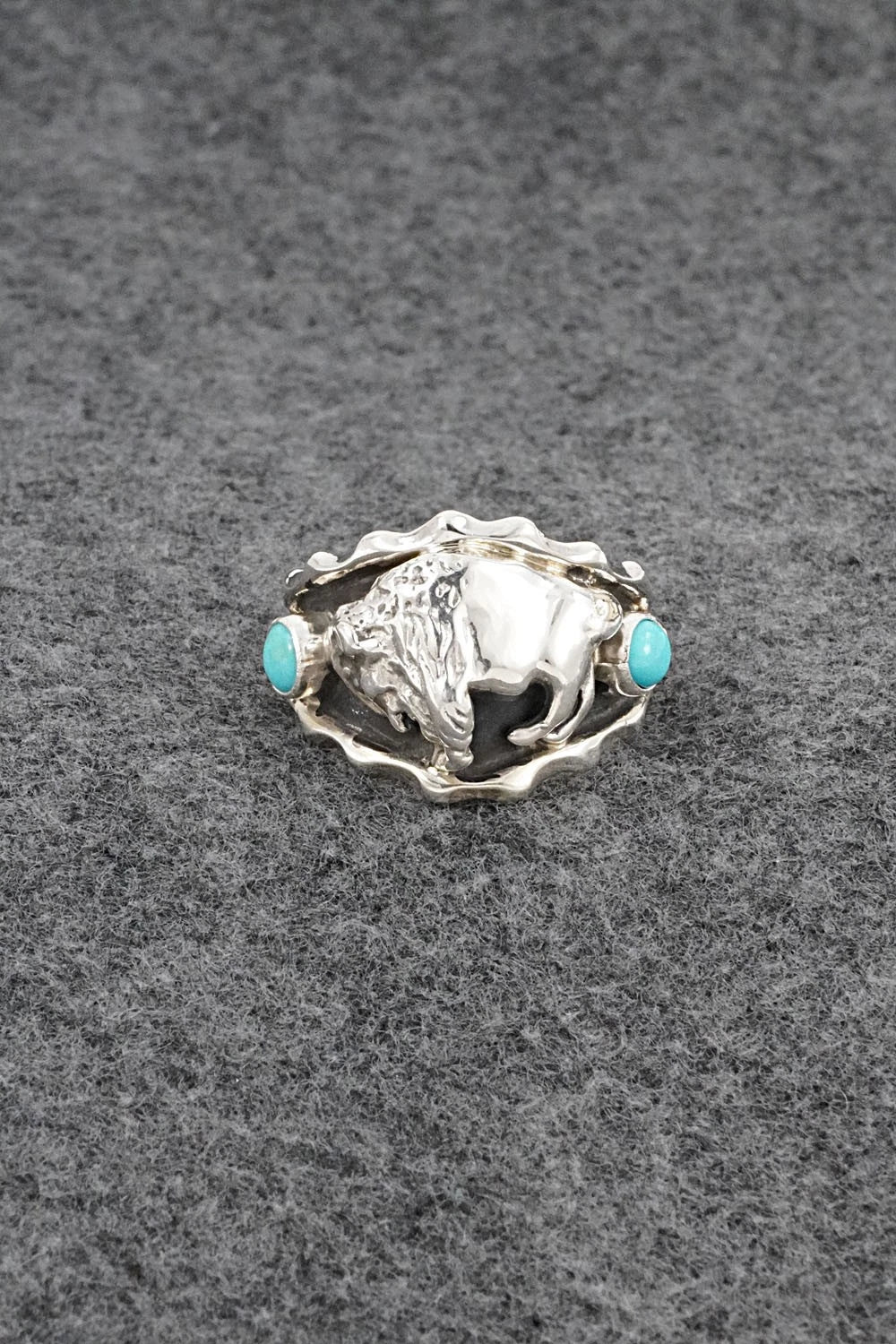 Turquoise & Sterling Silver Ring - Genevieve Francisco - Size 13